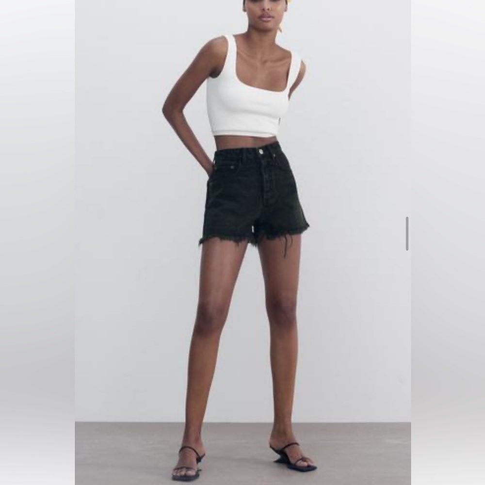 Zara Blue & Black Jean Shorts